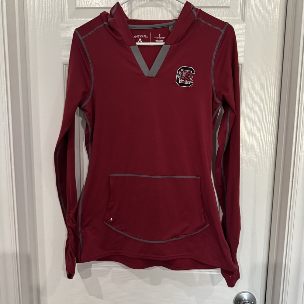 Antigua SOUTH CAROLINA GAMECOCKS Pullover Garnet LS Size S Hooded Shirt
